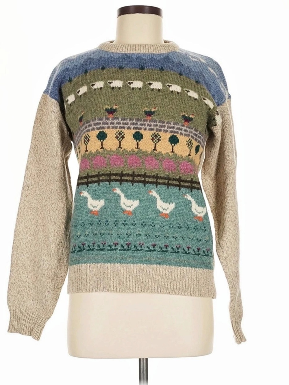 Eddie Bauer vintage cottagecore Crewneck Wool Sweater Blue Size Medium